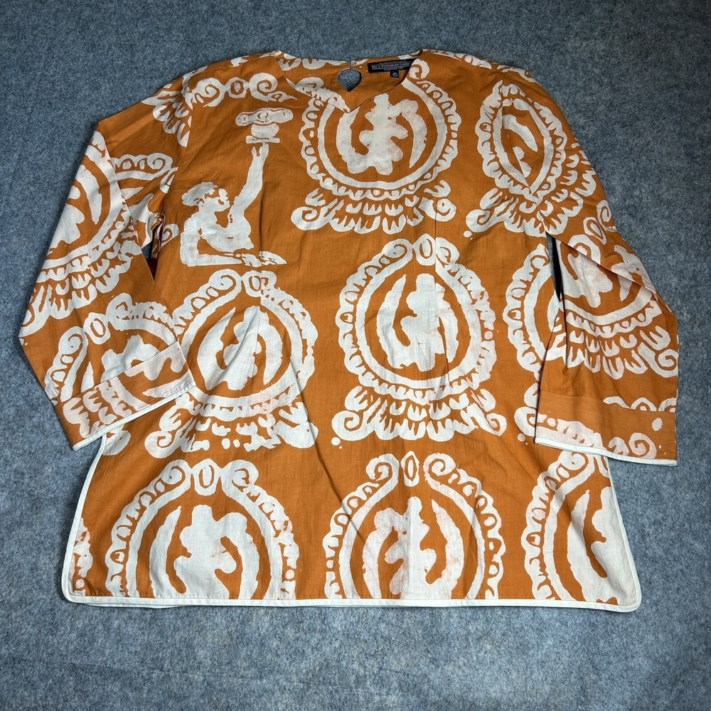 The Peterman Company Tunic Top Womens 2XL Epiphany Tunic Orange Printed Cotton
